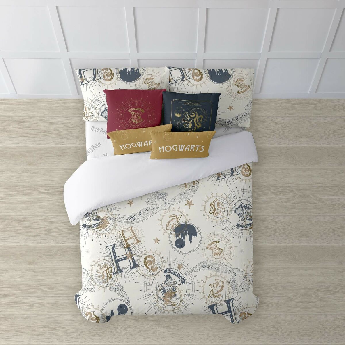 Funda Nórdica Harry Potter Gold Beige Multicolor 220 x 220 cm Cama de 135