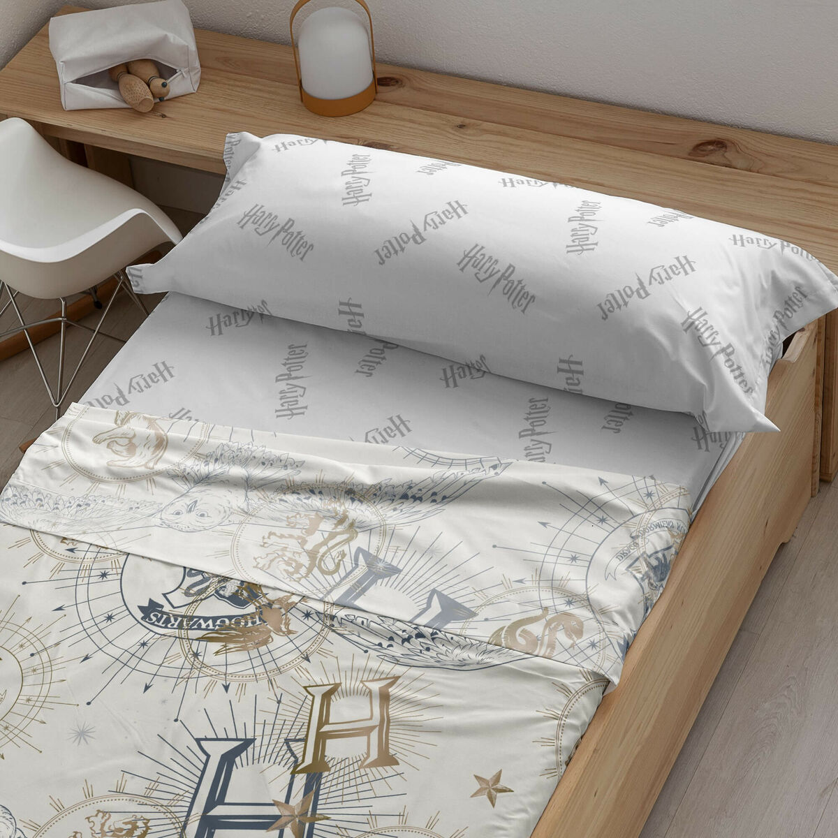 Juego de Sábanas Harry Potter Gold Beige Cama de 135 210 x 270 cm