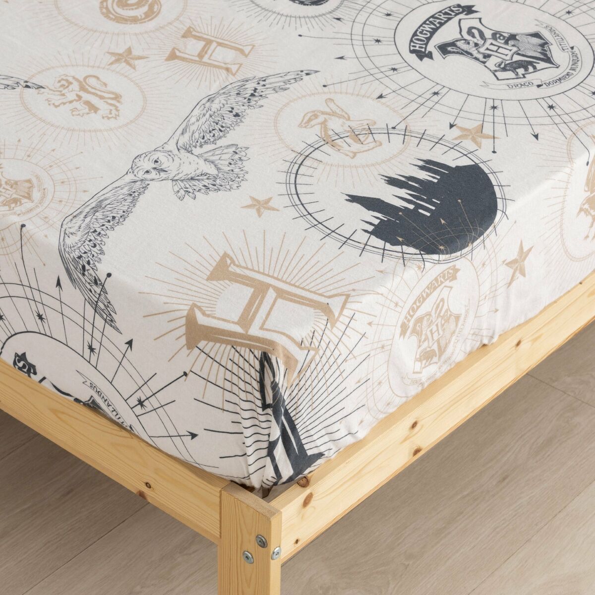 Juego de Sábanas Harry Potter Beige Multicolor Cama de 105 Franela