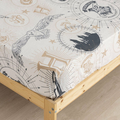 Juego de Sábanas Harry Potter Beige Multicolor Cama de 90 Franela