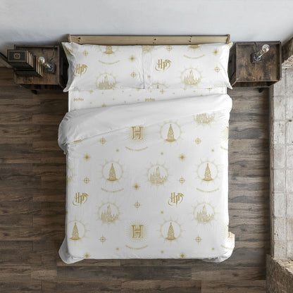 Funda Nórdica Harry Potter Hogwarts Gold Christmas 180 x 220 cm Cama de 105