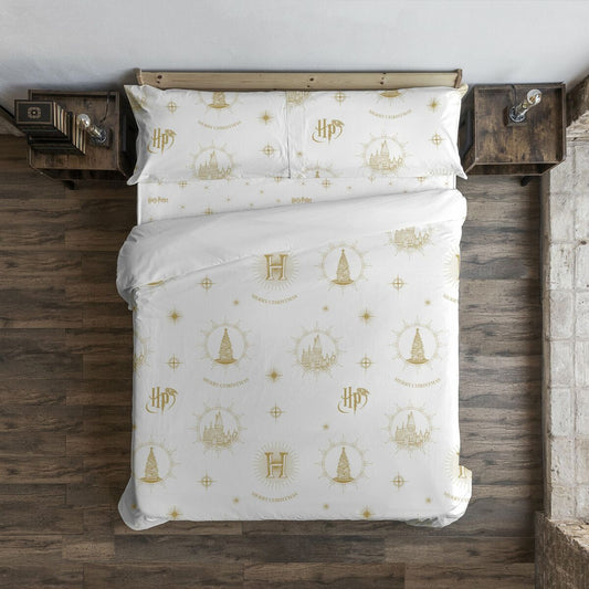 Harry Potter Hogwarts Gold Christmas Duvet Cover 180 x 220 cm Bed of 105