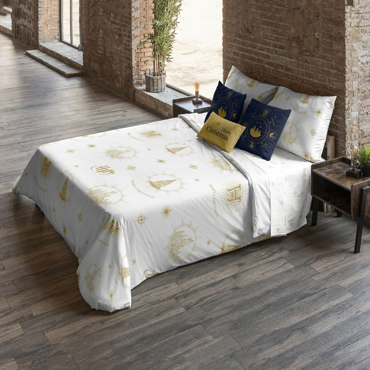 Harry Potter Hogwarts Gold Christmas Duvet Cover 180 x 220 cm Bed of 105