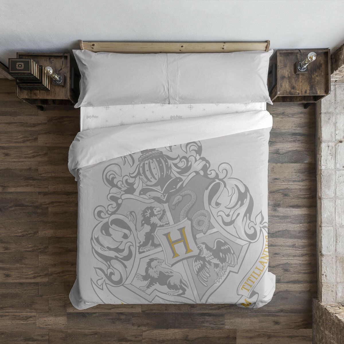 Funda Nórdica Harry Potter Hogwarts Gris 180 x 220 cm Cama de 105