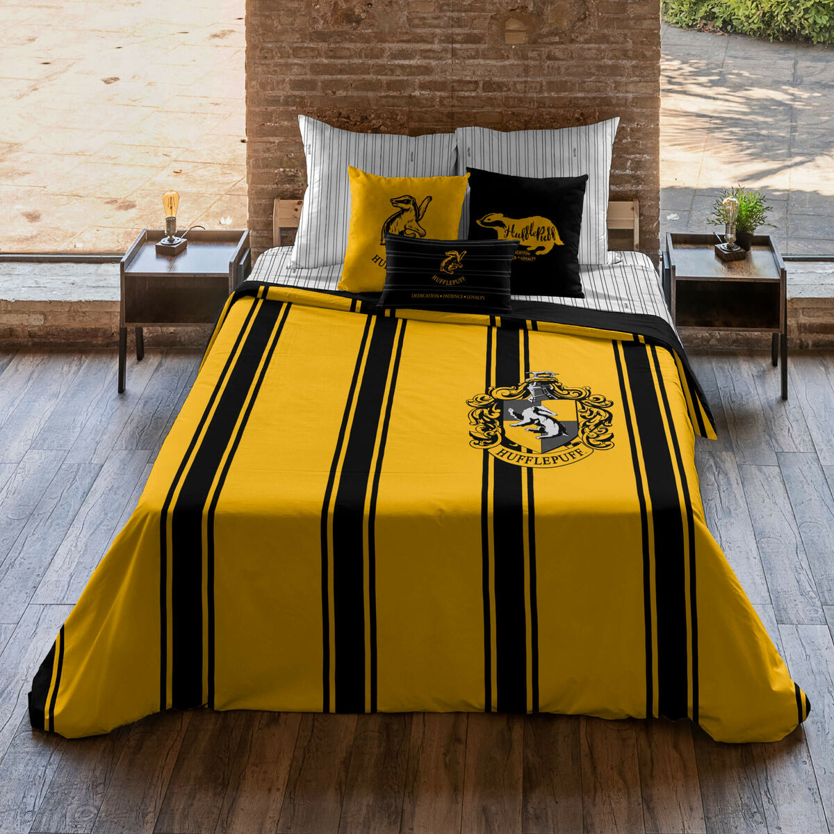 Harry Potter Hufflepuff Yellow Black Duvet Cover 220 x 220 cm 135/140 cm Bed