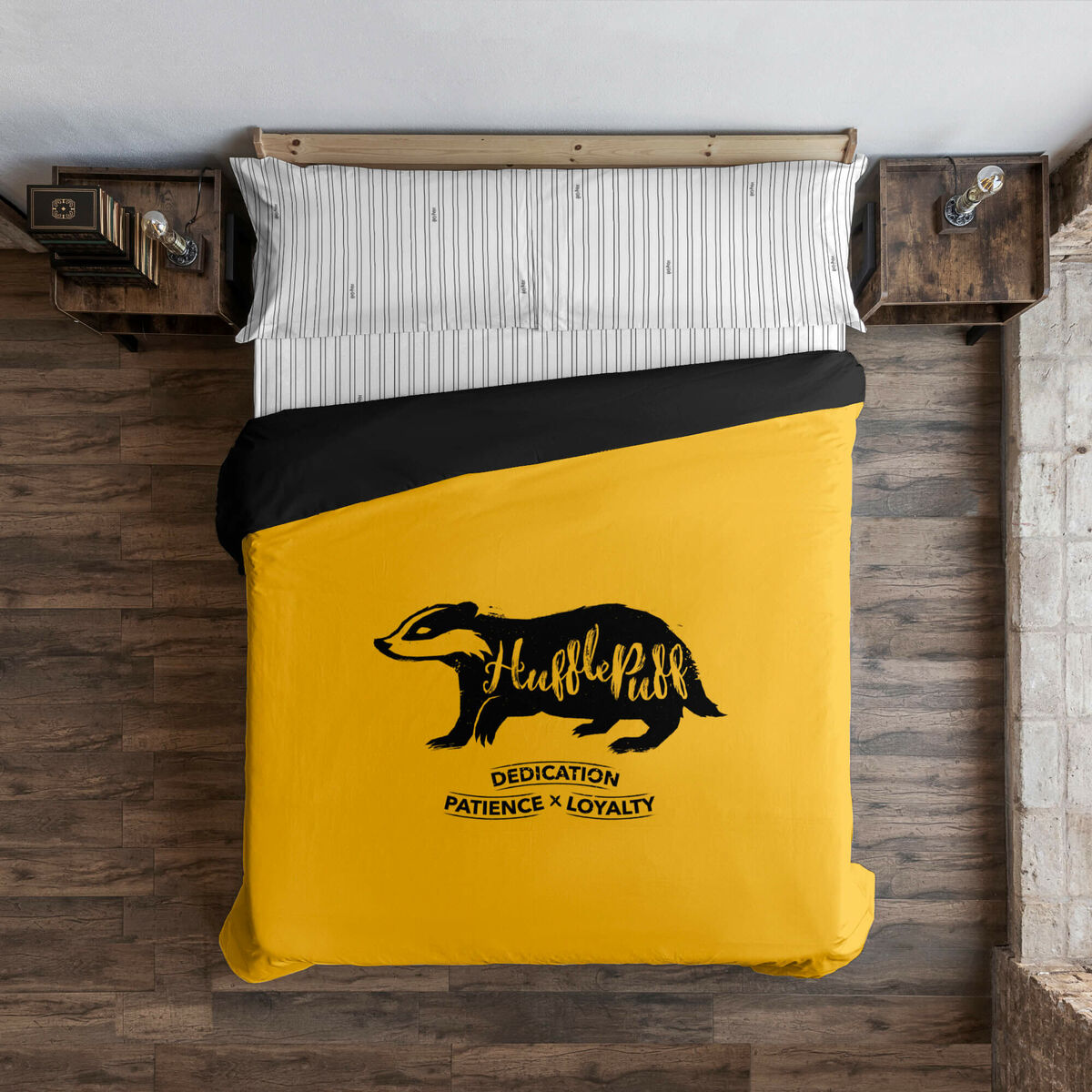 Harry Potter Hufflepuff Values ​​Yellow Duvet Cover 220 x 220 cm 135/140 cm Bed