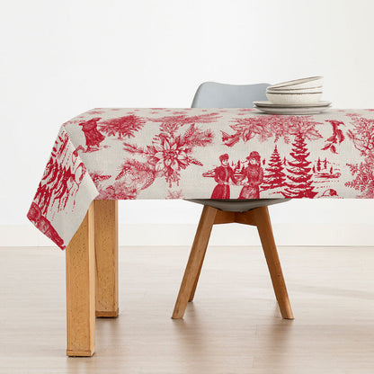 Mantel resinado antimanchas Belum Christmas Toile Rojo Lino 200 x 150 cm