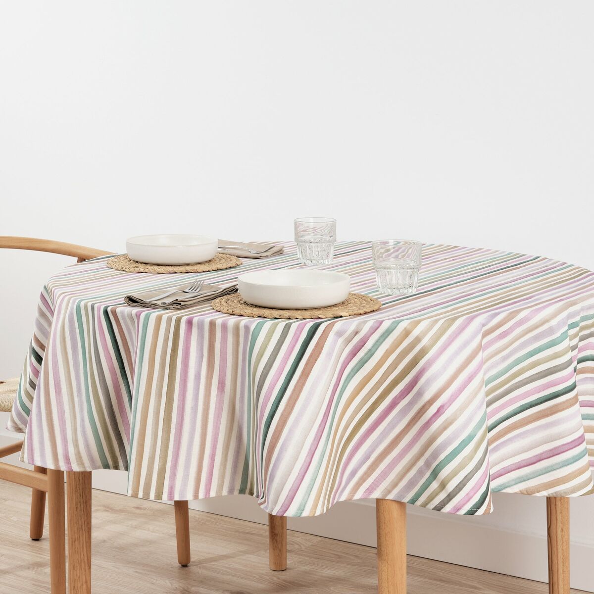 Belum Naiara 4-100 Multicoloured Striped Stain-Resistant Tablecloth