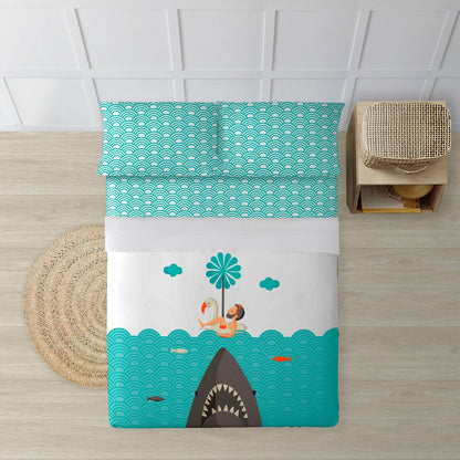 Juego de Sábanas Decolores Jaws Multicolor 175 x 270 cm