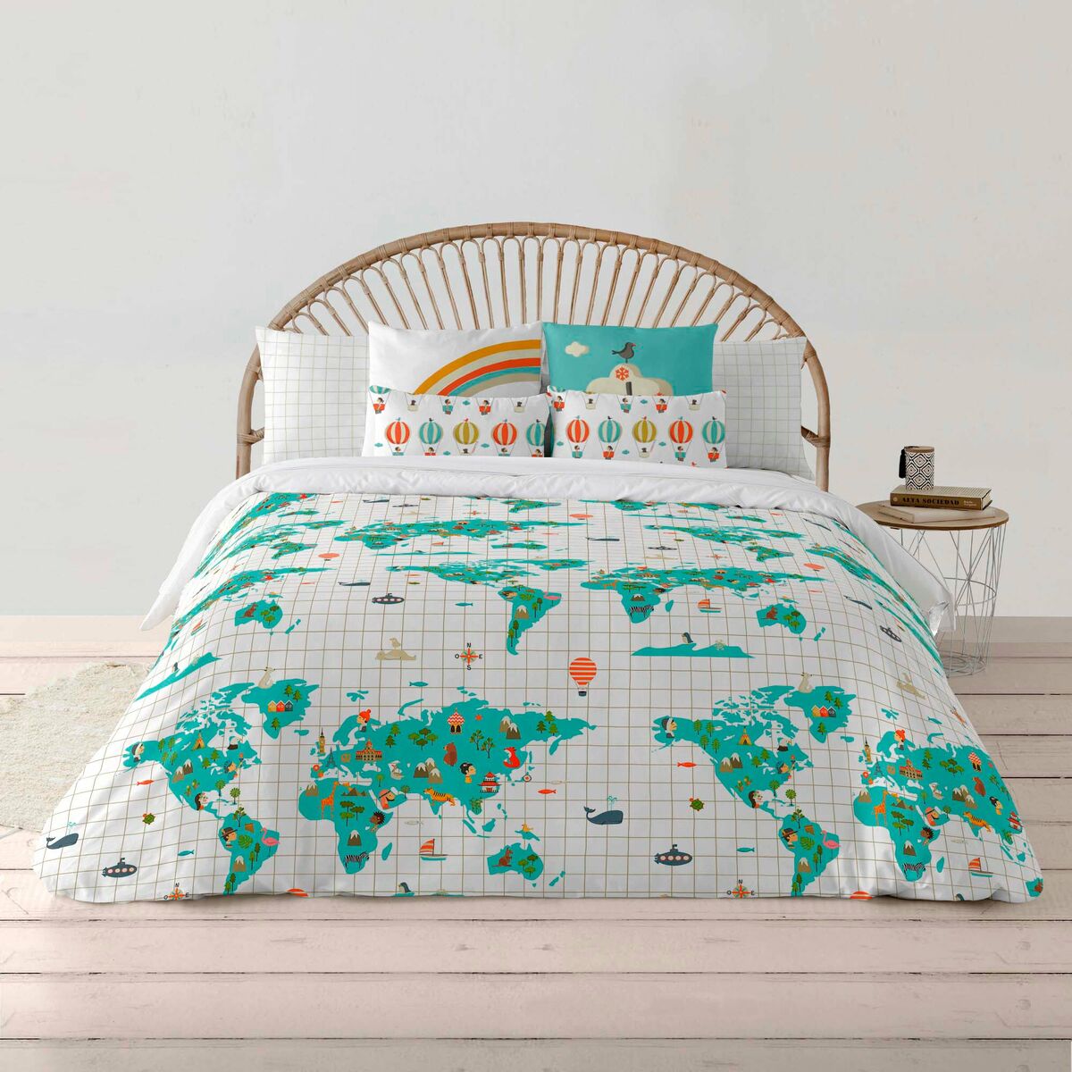 Kids&amp;Cotton Duvet Cover World Map 140 x 200 cm World Map