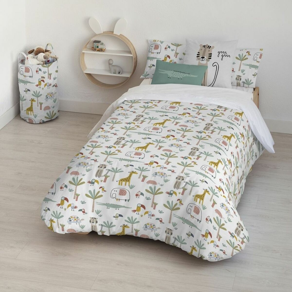 Funda Nórdica Kids&Cotton Jeddah Small Blanco Menta 175 Hilos 180 x 220 cm 180 x 240 cm