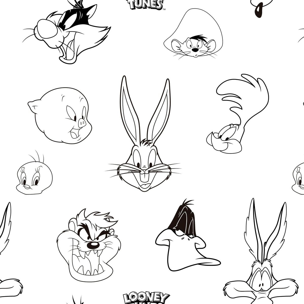 Looney Tunes Duvet Cover Looney B&amp;W White black 200 x 200 cm