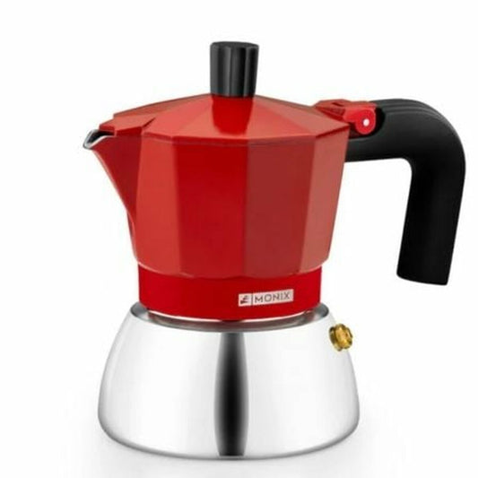 Cafetera Italiana Monix INOX RED 3T Rojo