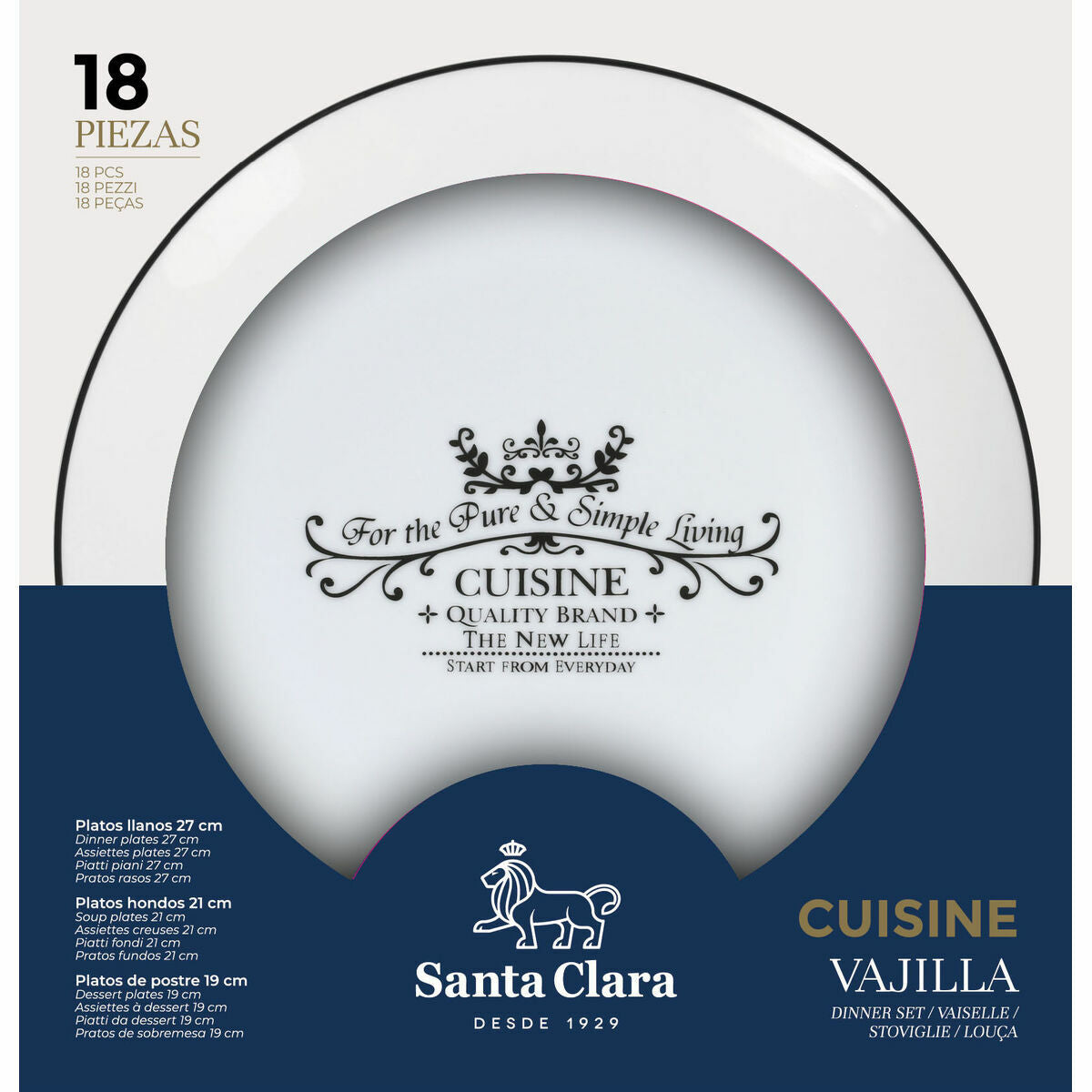 Santa Clara Cuisine 18-Piece Round Porcelain Dinnerware Set (2 Units)