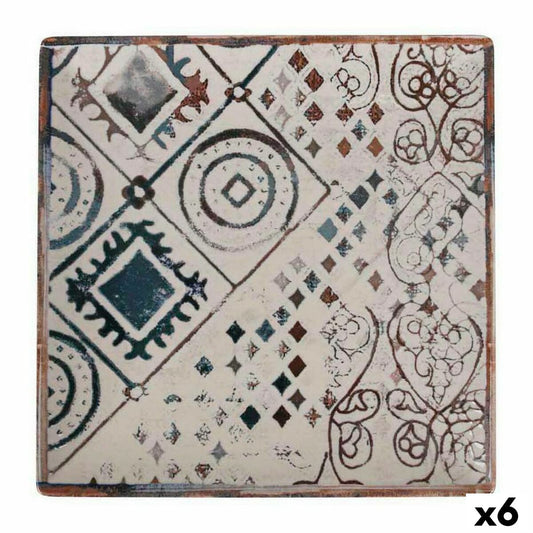 La Mediterránea Greece Porcelain Flat Plate 24 x 24 x 2 cm (6 Units)