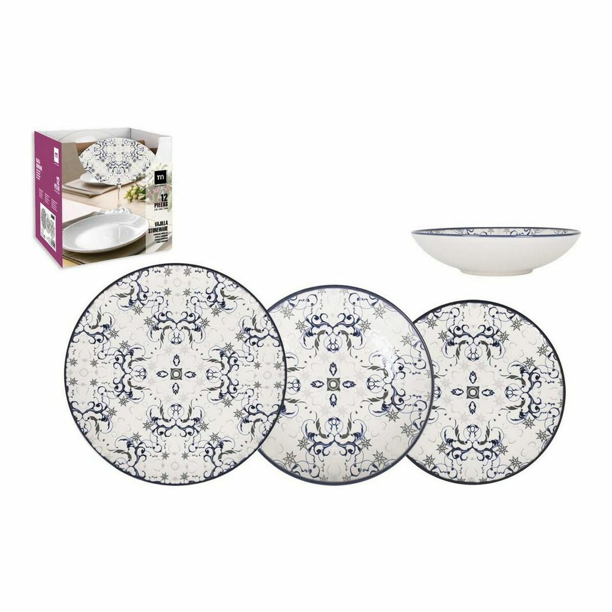 La Mediterránea Tesa 12-Piece Porcelain Dinnerware Set (2 Units)