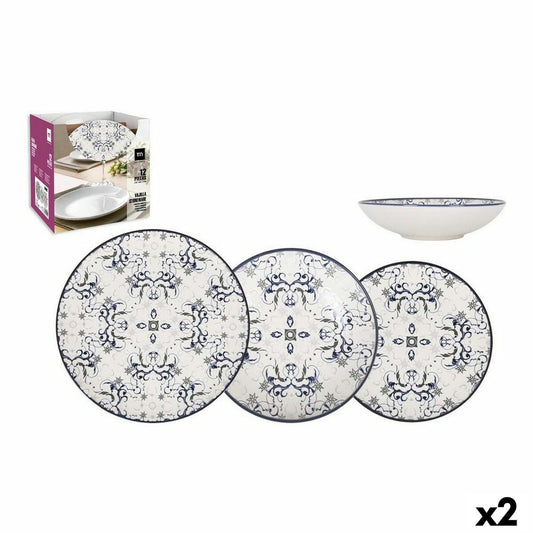 Set de Vajilla La Mediterránea Tesa 12 Piezas Porcelana (2 Unidades)