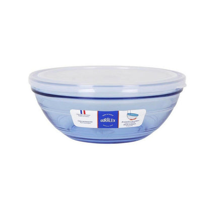 Round Lunch Box with Duralex Crystal Blue Lid Ø 20.5 cm (4 Units)