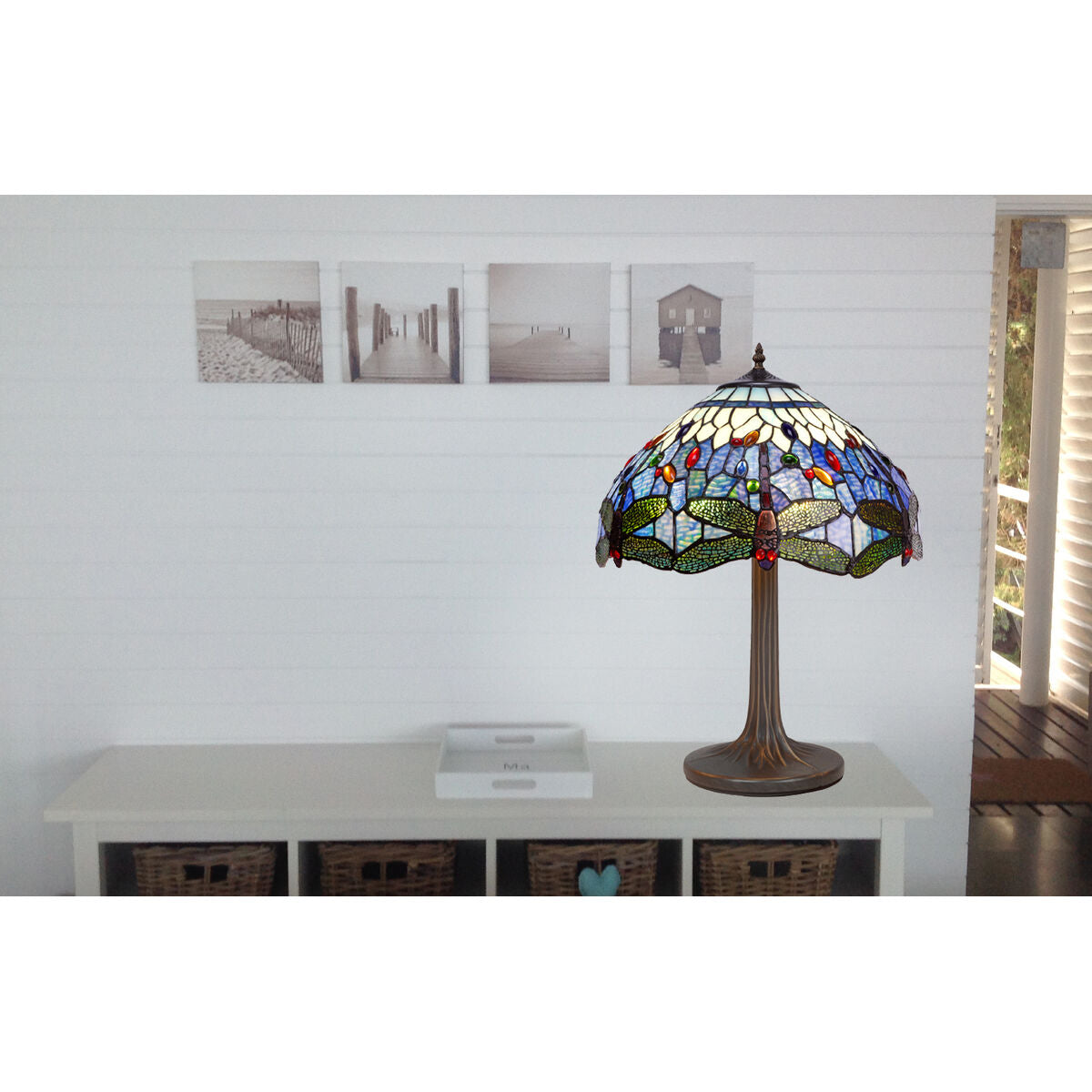 Viro Belle Epoque Table Lamp Blue Zinc 60 W 40 x 62 x 40 cm