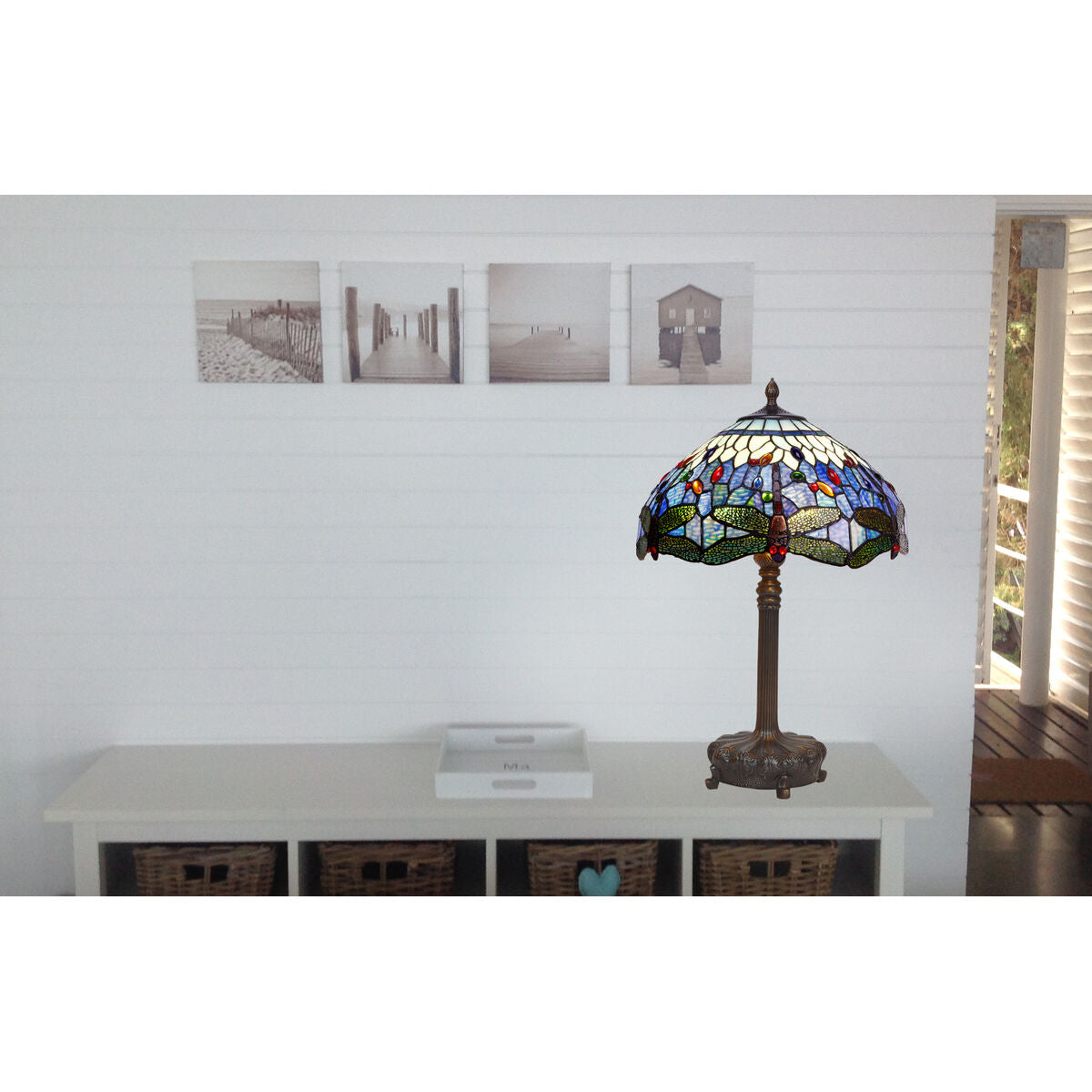 Viro Belle Epoque Blue Zinc Table Lamp 60 W 40 x 62 x 40 cm