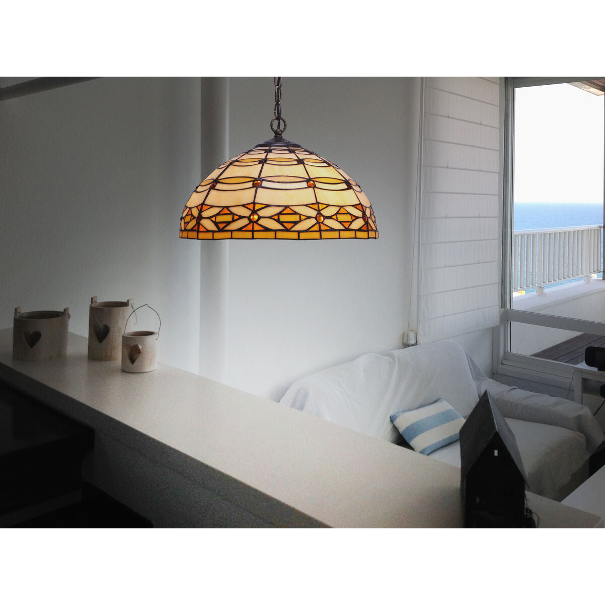 Viro Ceiling Lamp Ivory Brown Iron 60 W 40 x 130 x 40 cm