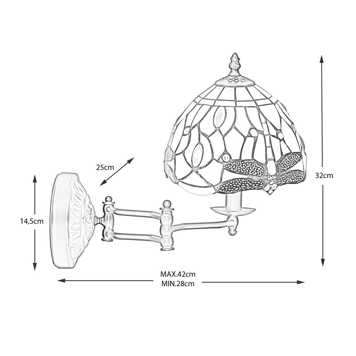 Viro Belle Rouge Garnet Iron Wall Light 60 W 25 x 32 x 28 cm