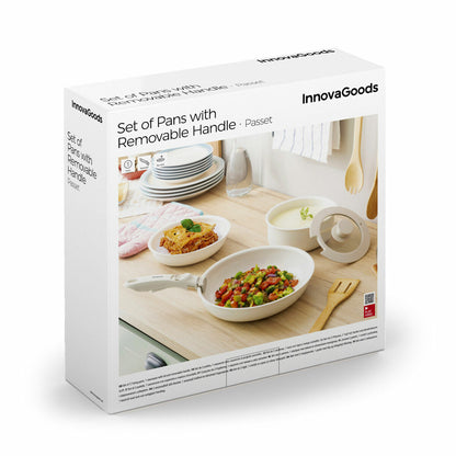 Set de Sartenes con Mango Extraíble y Tapa Passet InnovaGoods Aluminio 5 Piezas (Reacondicionado A)