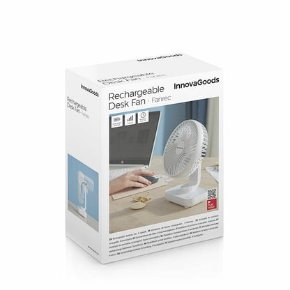 Ventilador de Escritorio Recargable Fanrec InnovaGoods Ø5,4'' 3600 mAh / 13,3 W