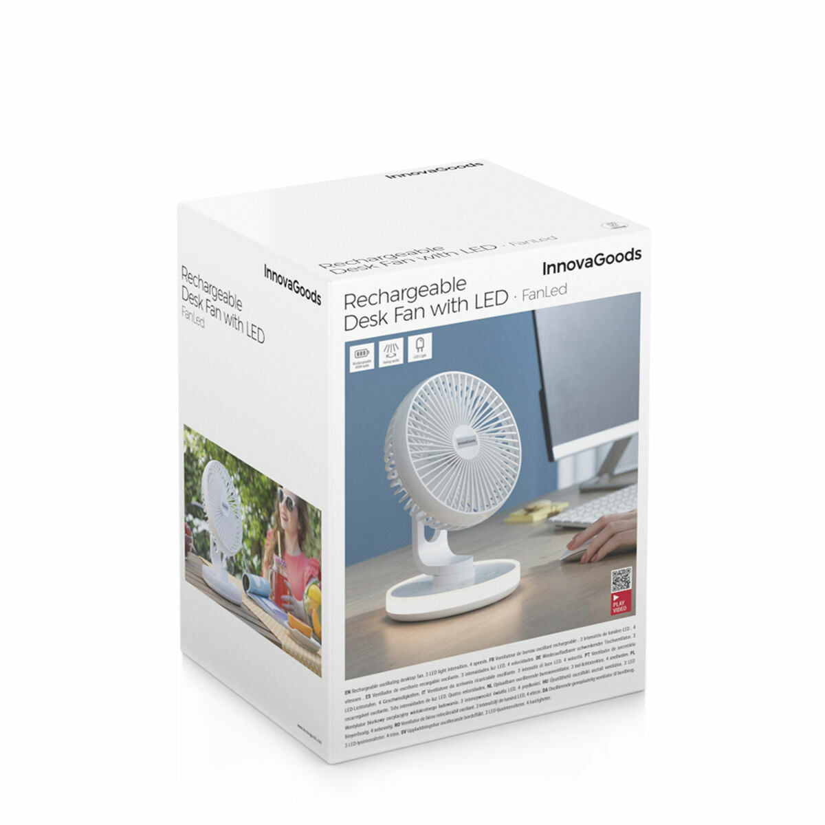 Ventilador de Escritorio Recargable con LED FanLed InnovaGoods Ø6,6'' 4000 mAh