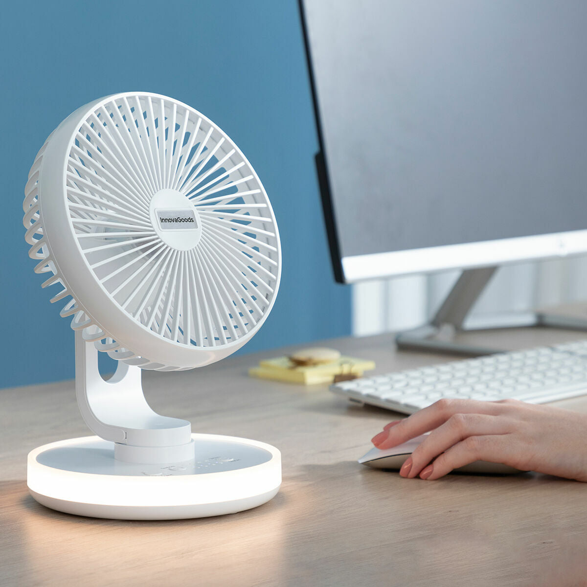 Ventilador de Escritorio Recargable con LED FanLed InnovaGoods Blanco Ø6,6'' 4000 mAh (Reacondicionado C)