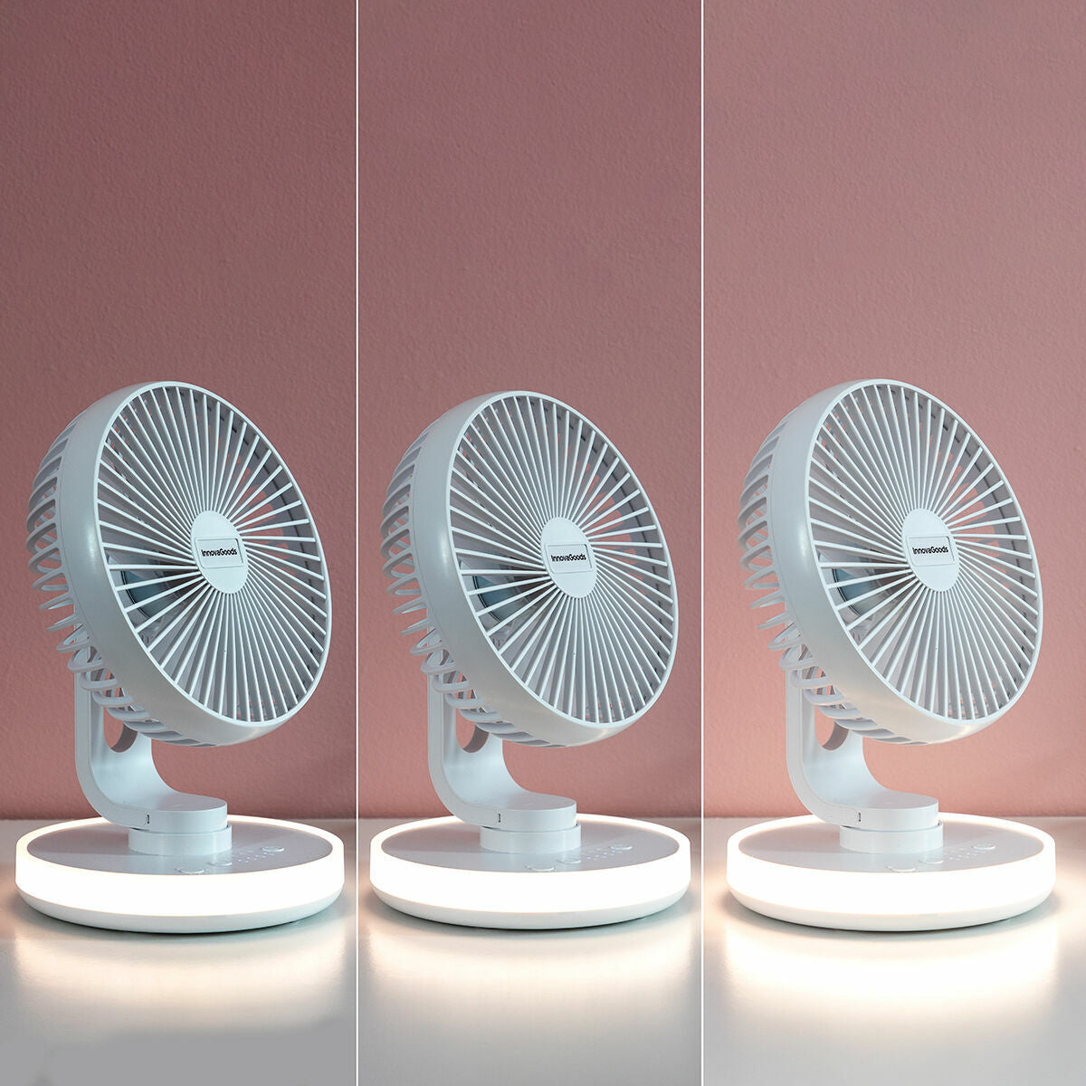 Ventilador de Escritorio Recargable con LED FanLed InnovaGoods Blanco Ø6,6'' 4000 mAh (Reacondicionado C)