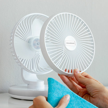 Ventilador de Escritorio Recargable con LED FanLed InnovaGoods Blanco Ø6,6'' 4000 mAh (Reacondicionado C)