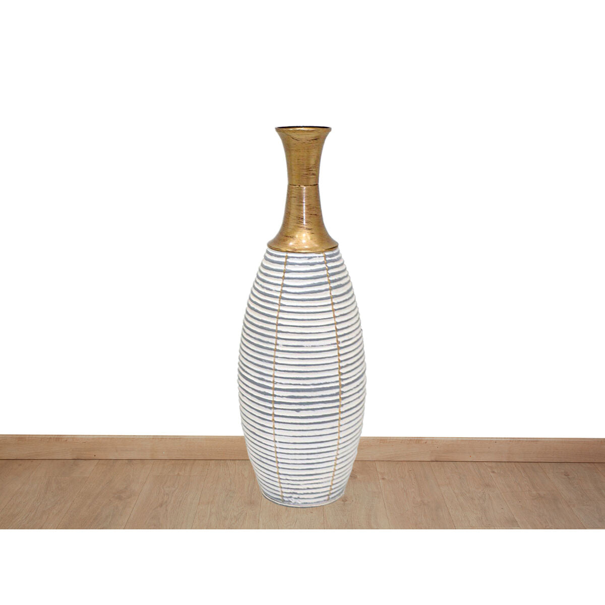 Alexandra House Living Floor Vase White Gold Metal 20 x 62 x 20 cm