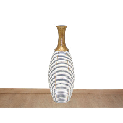 Alexandra House Living Floor Vase White Gold Metal 20 x 62 x 20 cm