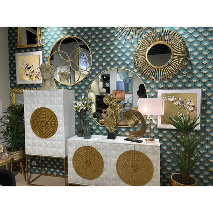 Romimex Gold Metal Circles Wall Mirror 87 x 87 x 3 cm