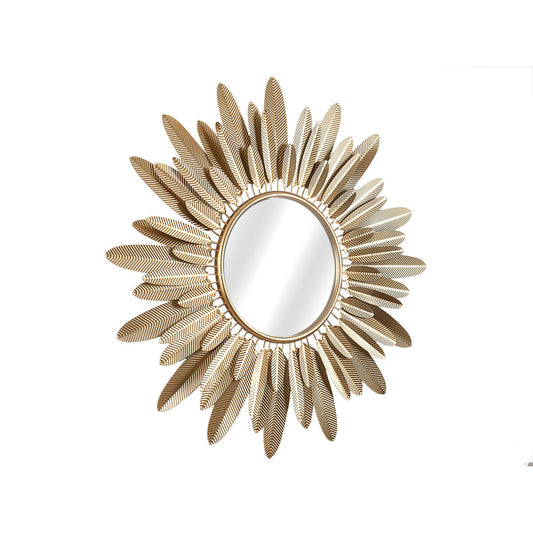 Romimex Gold Metal Feathers Wall Mirror 90 x 80 x 4 cm Round