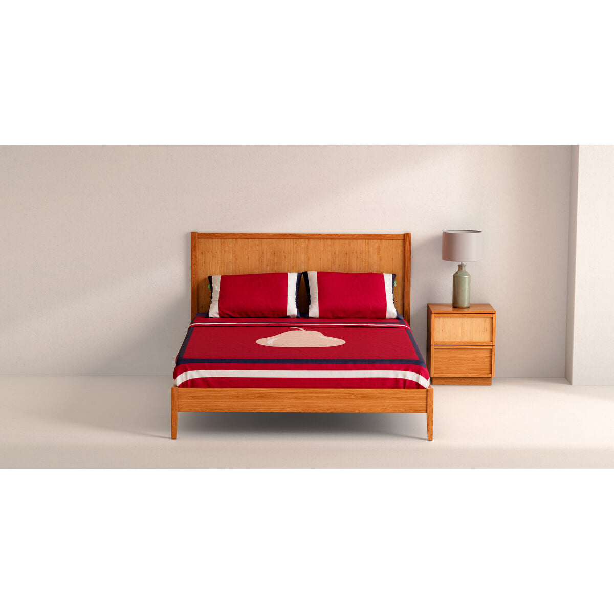 Benetton Standard Red Pear 4 Piece Sheet Set