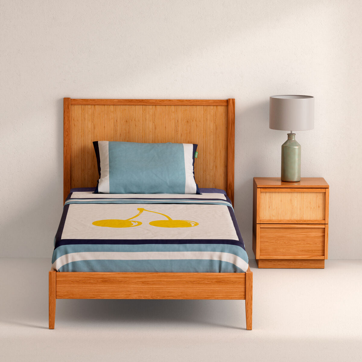 Benetton Yellow Blue Cherry 3 Piece Sheet Set