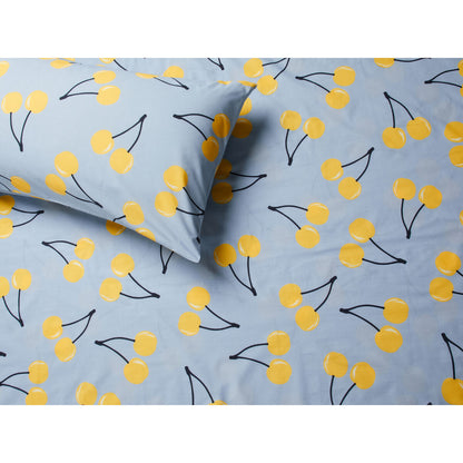 Benetton Yellow Blue Standard Cherries 4 Piece Sheet Set