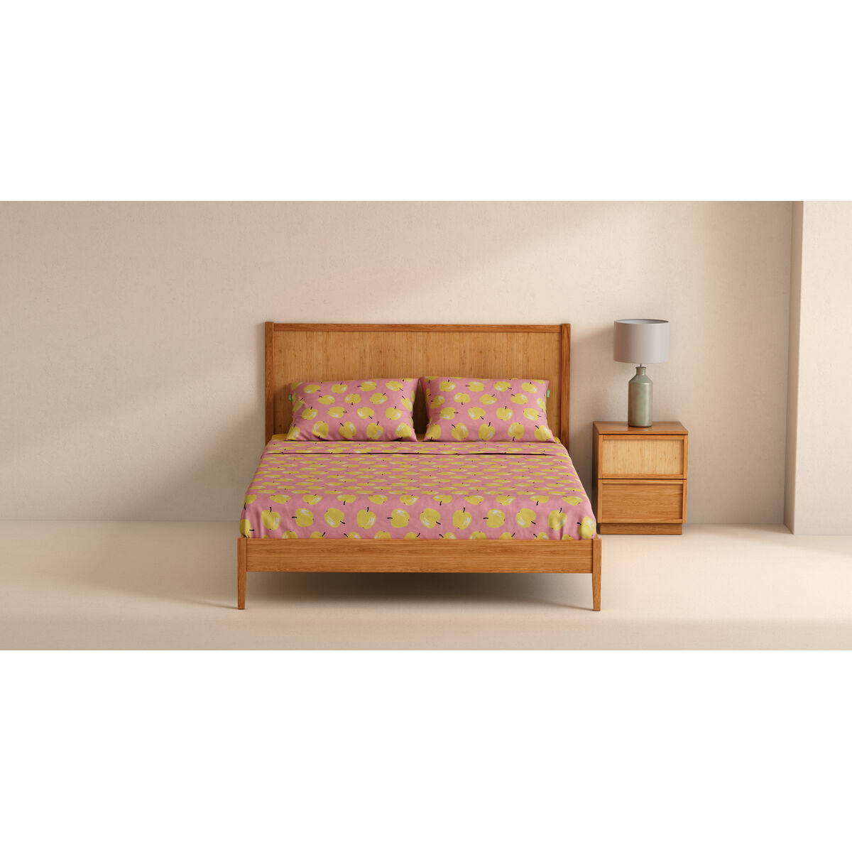 Benetton Yellow Pink Apple 4 Piece Sheet Set