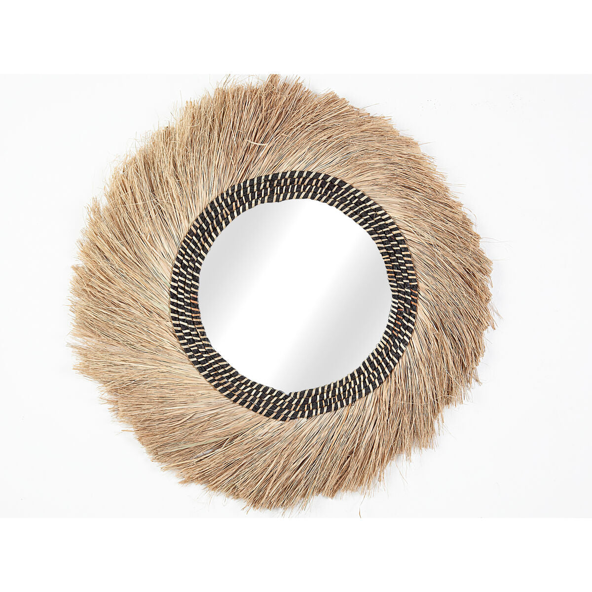 Romimex Natural Wall Mirror Natural Fiber Window 70 x 70 x 3 cm Round