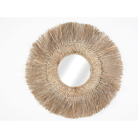 Espejo de pared Romimex Natural Fibra natural 85 x 85 x 3 cm Redondo