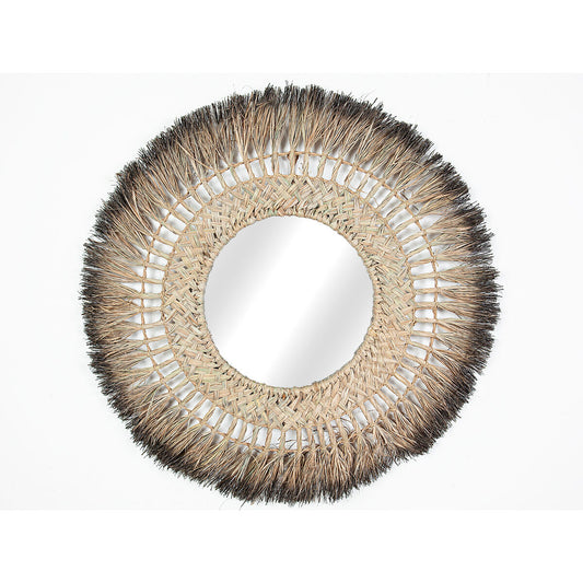 Romimex Natural Wall Mirror Natural Fiber Window 70 x 70 x 3 cm Round