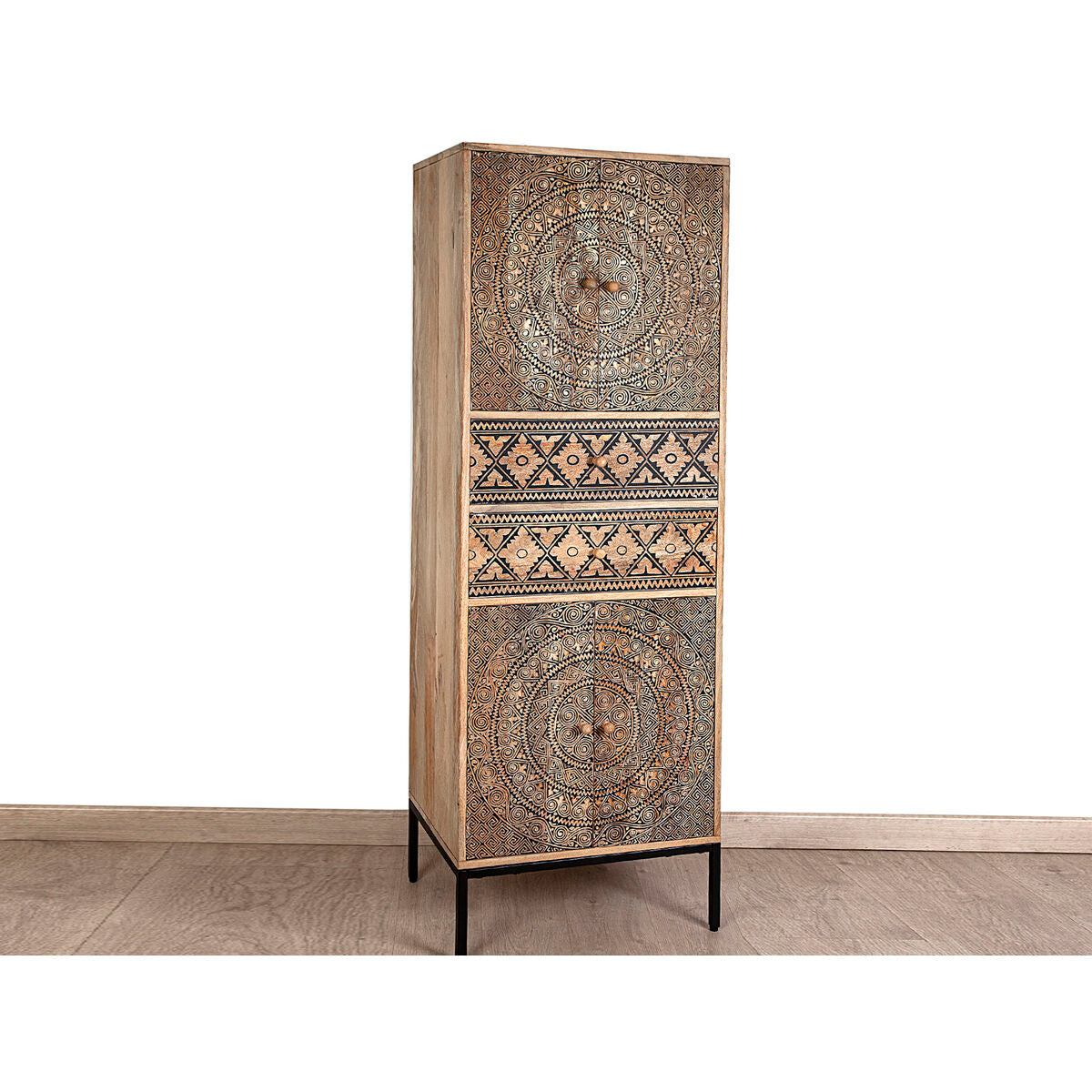 Romimex Natural Mango Wood Cabinet 60 x 180 x 45 cm