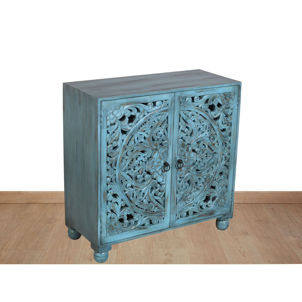 Romimex Blue Mango Wood Sideboard 90 x 90 x 40 cm