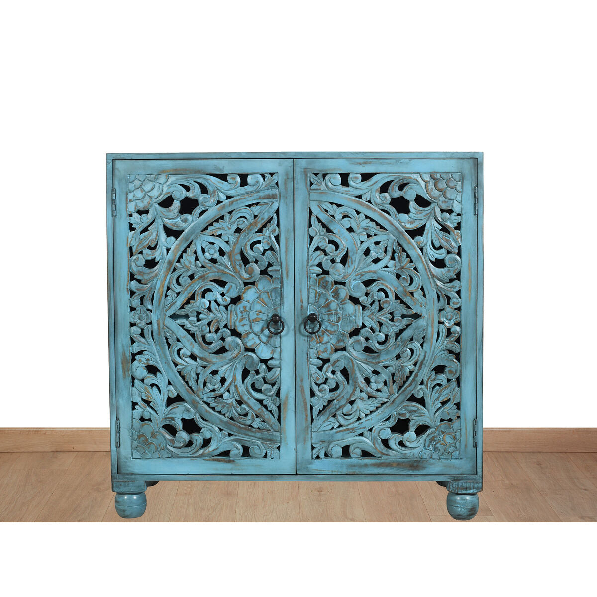 Romimex Blue Mango Wood Sideboard 90 x 90 x 40 cm