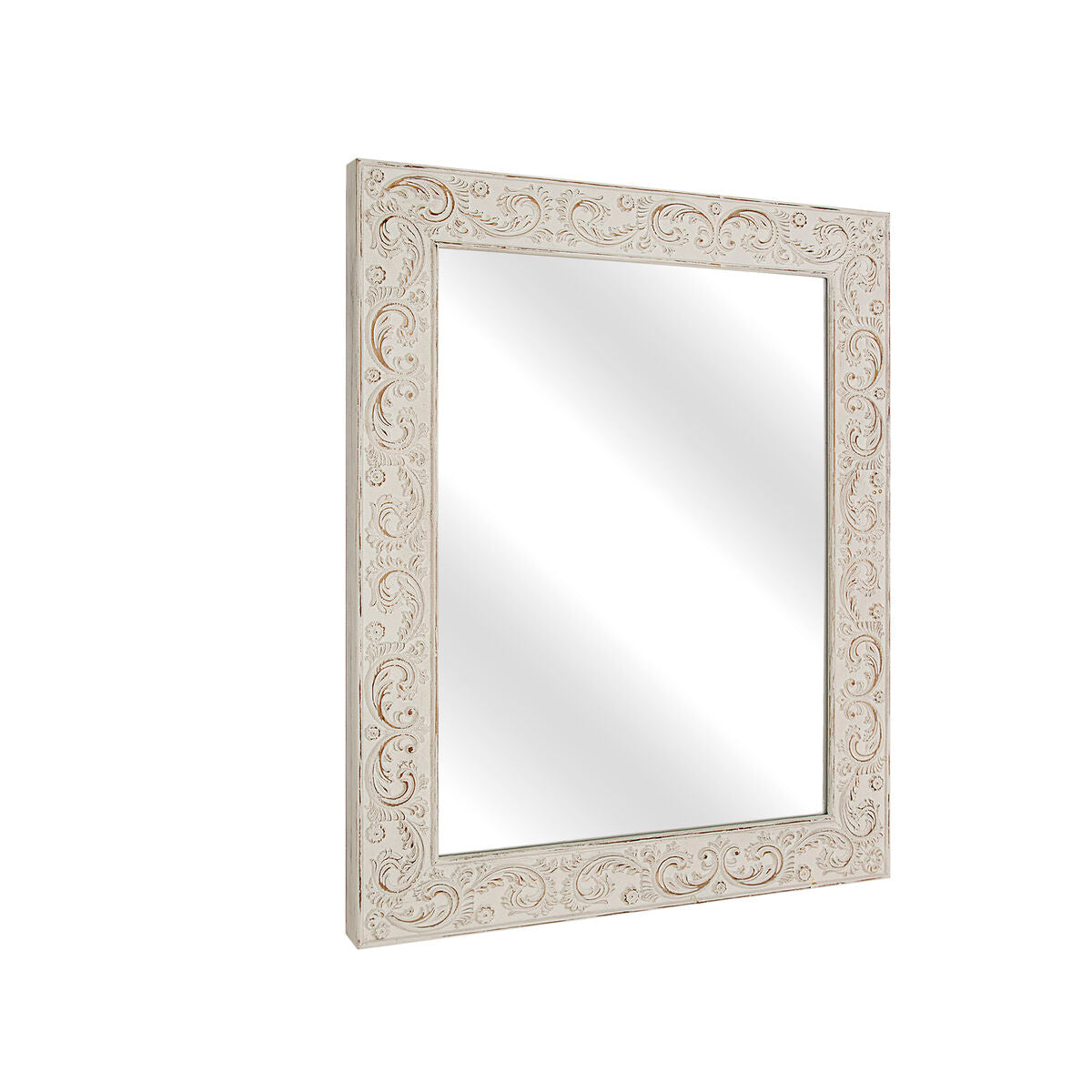 Romimex Wall Mirror White MDF Wood Distressed 75 x 95 x 5 cm