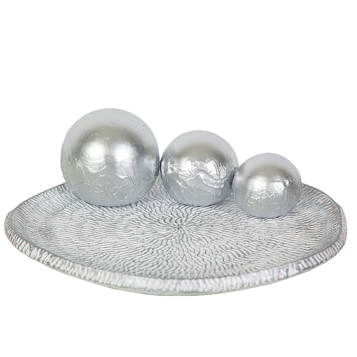 Romimex Centerpiece White Silver Ceramic 33 x 2 x 33 cm Balls