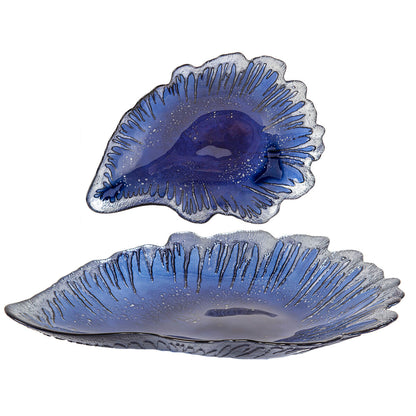 Romimex Blue Glass Shell Centerpiece 40 x 6 x 29 cm