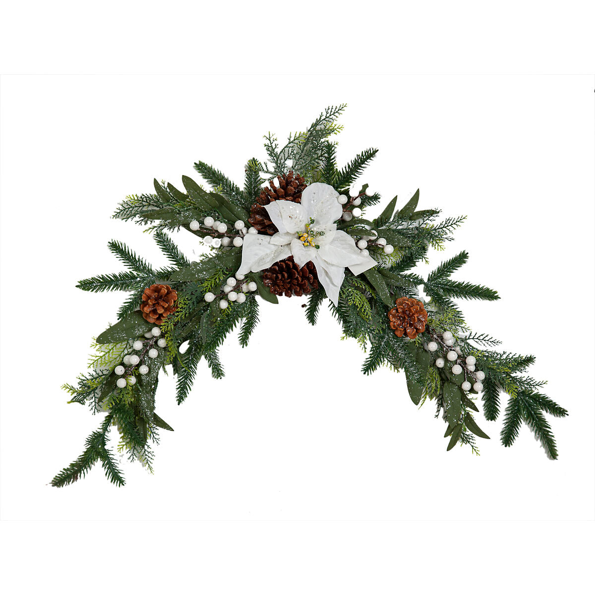 Romimex Centerpiece White Brown Green Polyethylene Fir Flower 40 x 85 x 40 cm